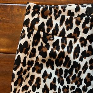 J. Crew Leopard Print Cropped Pants in Black, Brown & Cream